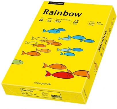 Papier ksero ekologiczny Rainbow, A3, 80g/m2, 500 arkuszy, żółty ciemny (R18)